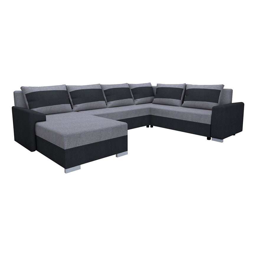 Upholstered universal folding U-shaped suite lounge OXFORD black/grey