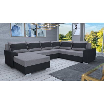 Upholstered universal folding U-shaped suite lounge OXFORD black/grey