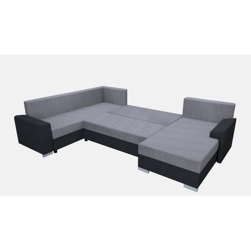 Upholstered universal folding U-shaped suite lounge OXFORD black/grey