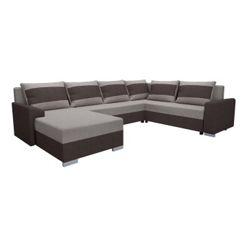 Upholstered universal folding U-shaped suite lounge OXFORD brown/taupe