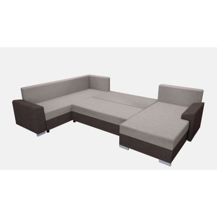 Upholstered universal folding U-shaped suite lounge OXFORD brown/taupe