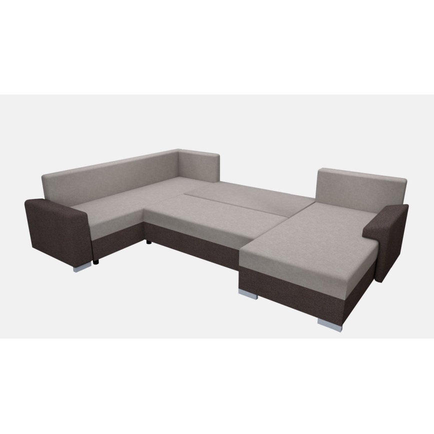 Upholstered universal folding U-shaped suite lounge OXFORD brown/taupe