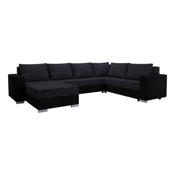 Upholstered universal folding U-shaped suite lounge YORK black/anthracite