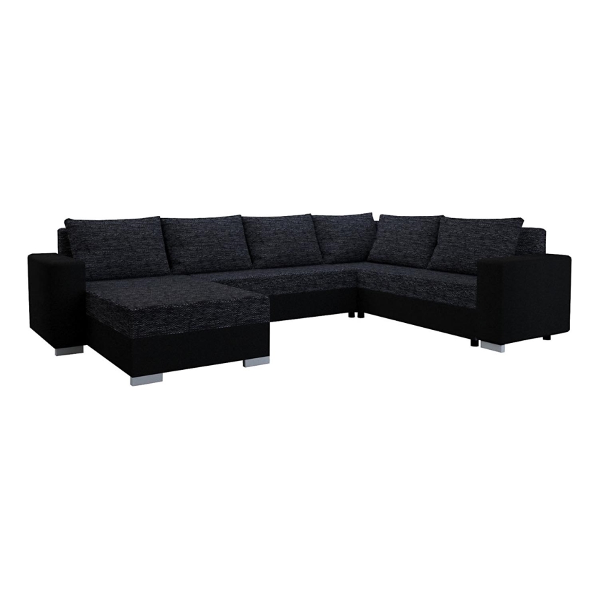 Upholstered universal folding U-shaped suite lounge YORK black/anthracite