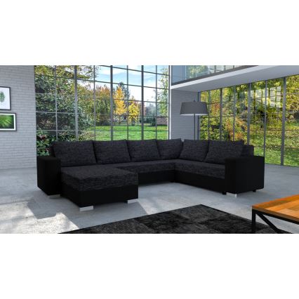 Upholstered universal folding U-shaped suite lounge YORK black/anthracite