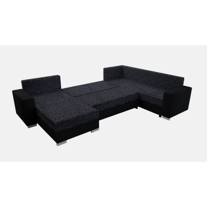 Upholstered universal folding U-shaped suite lounge YORK black/anthracite