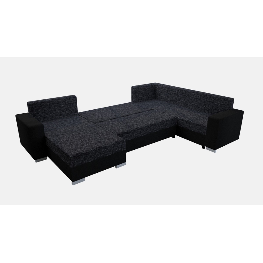 Upholstered universal folding U-shaped suite lounge YORK black/anthracite