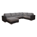 Upholstered universal folding U-shaped suite lounge YORK brown/beige