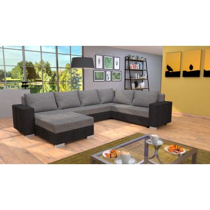Upholstered universal folding U-shaped suite lounge YORK brown/beige