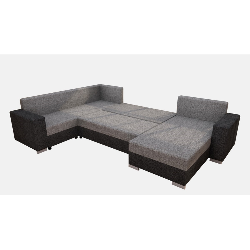 Upholstered universal folding U-shaped suite lounge YORK brown/beige