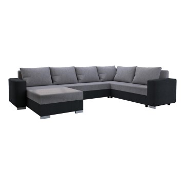 Upholstered universal folding U-shaped suite lounge YORK grey/black