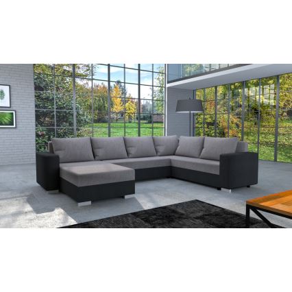 Upholstered universal folding U-shaped suite lounge YORK grey/black