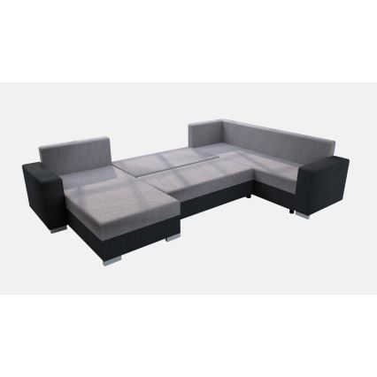 Upholstered universal folding U-shaped suite lounge YORK grey/black