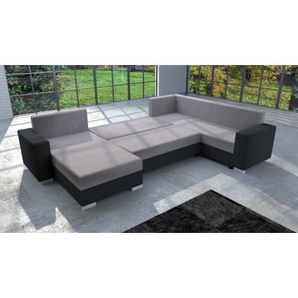 Upholstered universal folding U-shaped suite lounge YORK grey/black