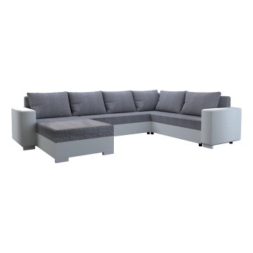 Upholstered universal folding U-shaped suite lounge YORK white/grey