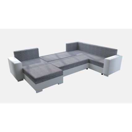 Upholstered universal folding U-shaped suite lounge YORK white/grey