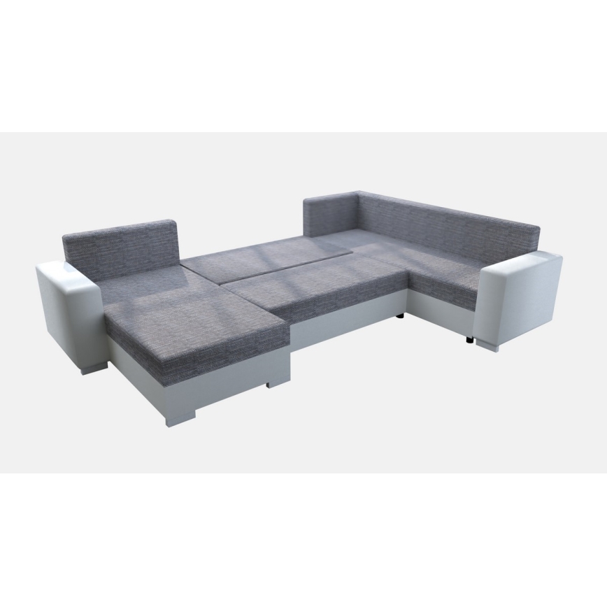 Upholstered universal folding U-shaped suite lounge YORK white/grey