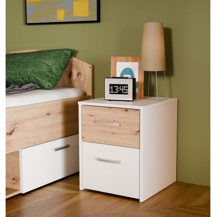 URO Bedside Table, Artisan Oak/White
