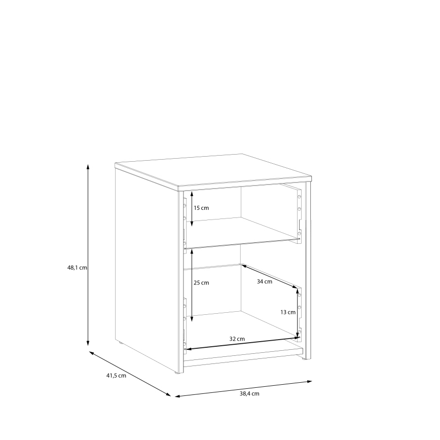 URO Bedside Table, Artisan Oak/White