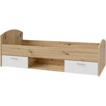 URO Single Bed with Storage 90x200 cm, Artisan Oak/White