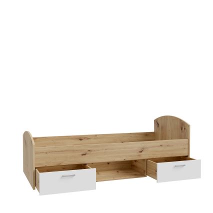 URO Single Bed with Storage 90x200 cm, Artisan Oak/White