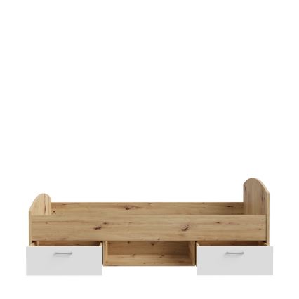 URO Single Bed with Storage 90x200 cm, Artisan Oak/White