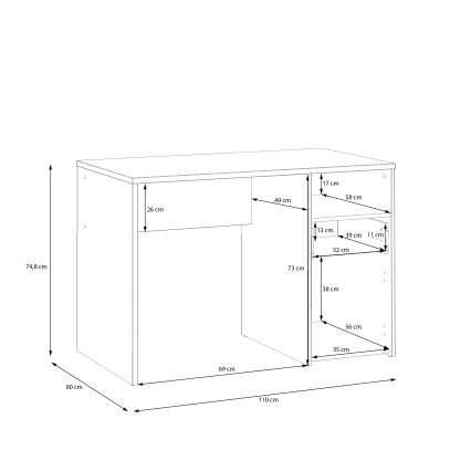 URO Writing Desk Artisan Oak/White