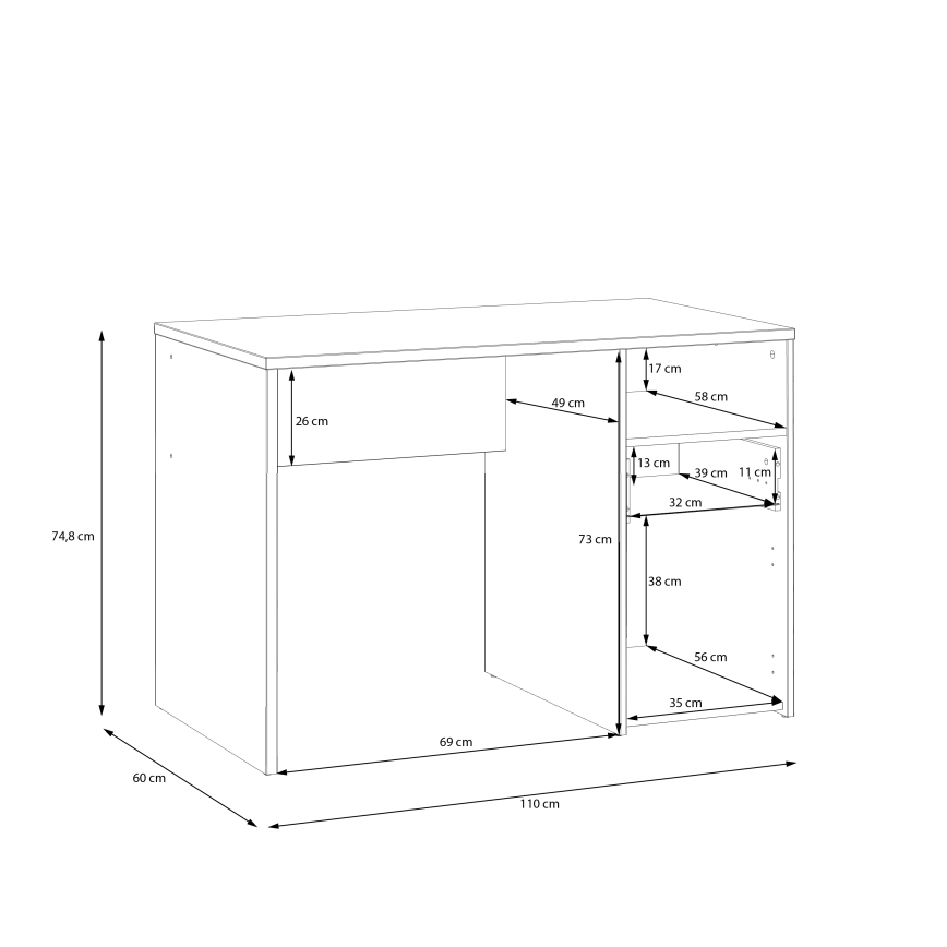 URO Writing Desk Artisan Oak/White