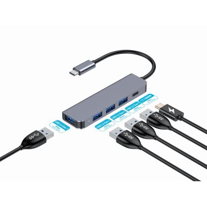 USB-C 5-in-1 hub with 100W Power Delivery