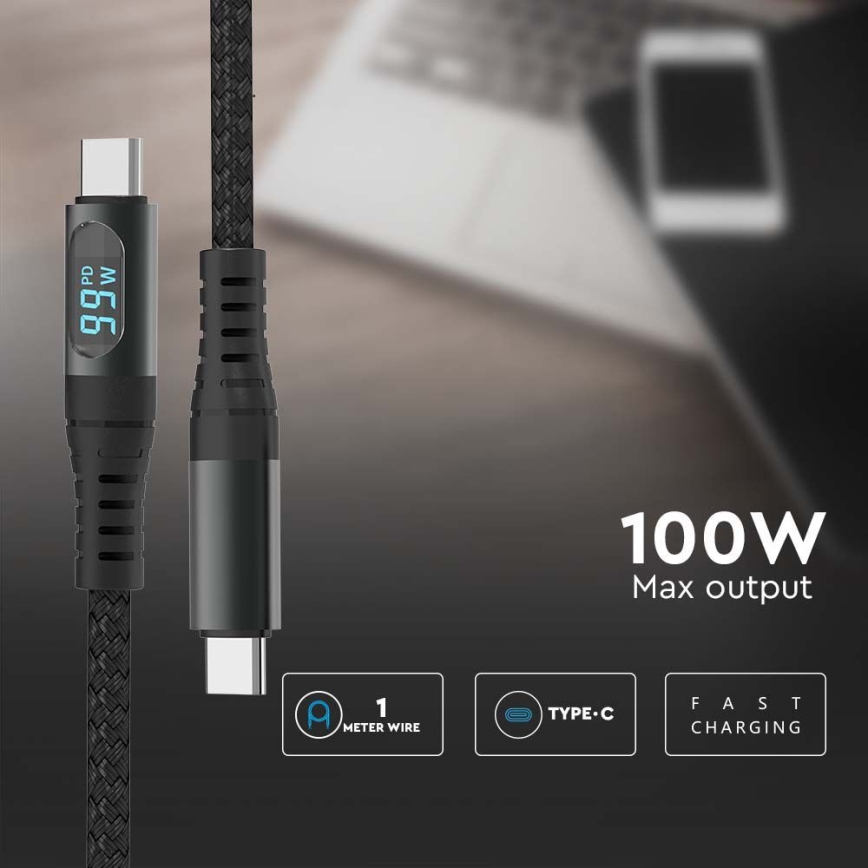 USB cable TYPE C connector LED display 1m