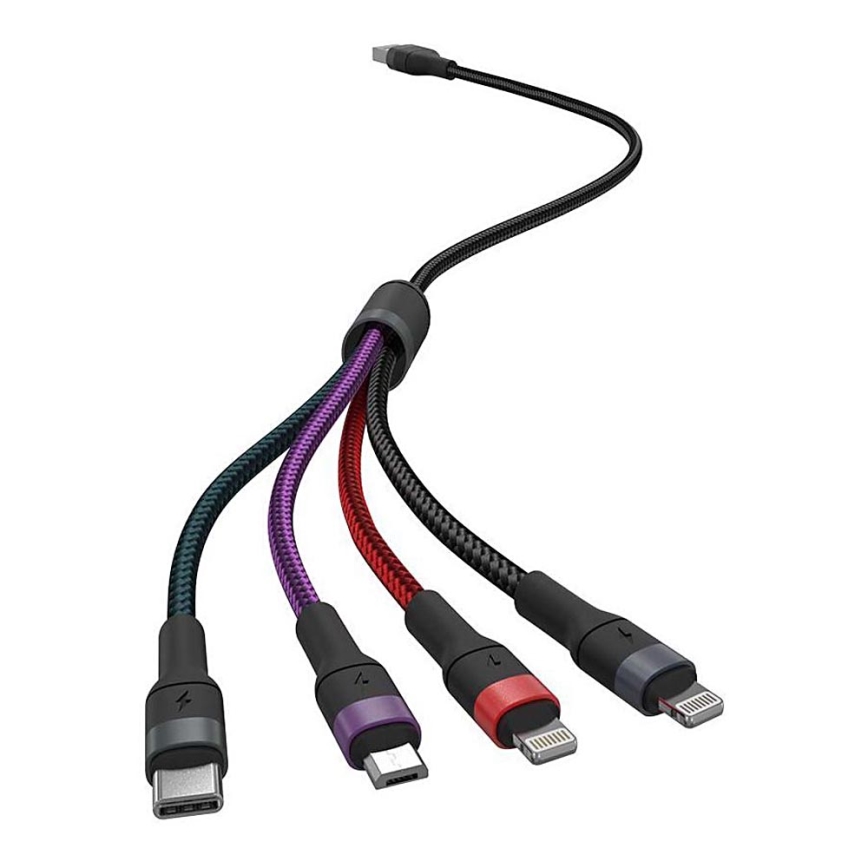 USB cable USB-A / USB Lightning  / MicroUSB / USB-C 1,2m multicolor