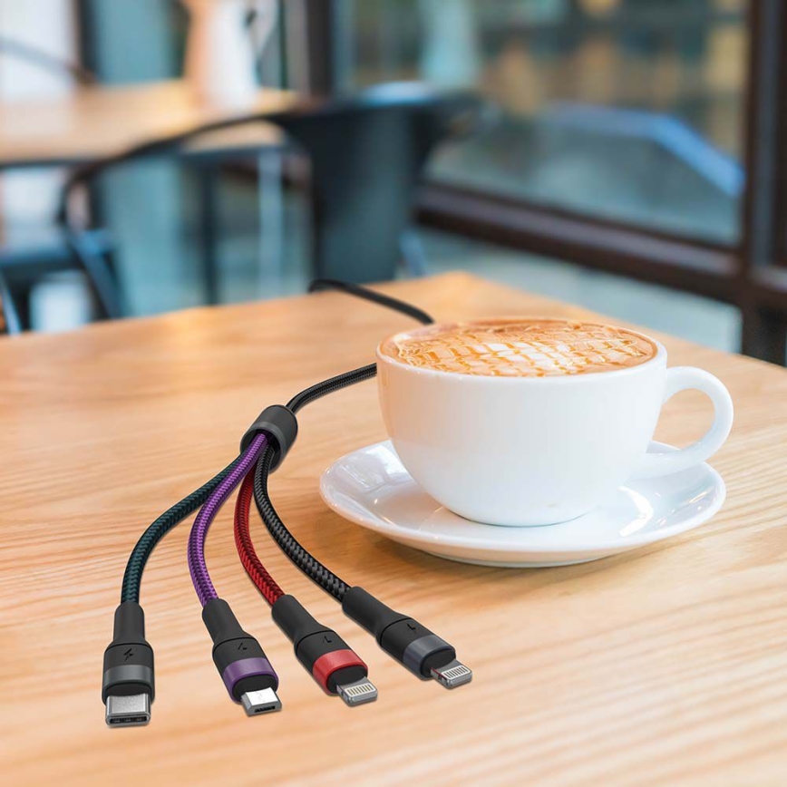 USB cable USB-A / USB Lightning  / MicroUSB / USB-C 1,2m multicolor