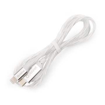 USB cable USB-C / Lightning connector with LED backlight 27W 1m white