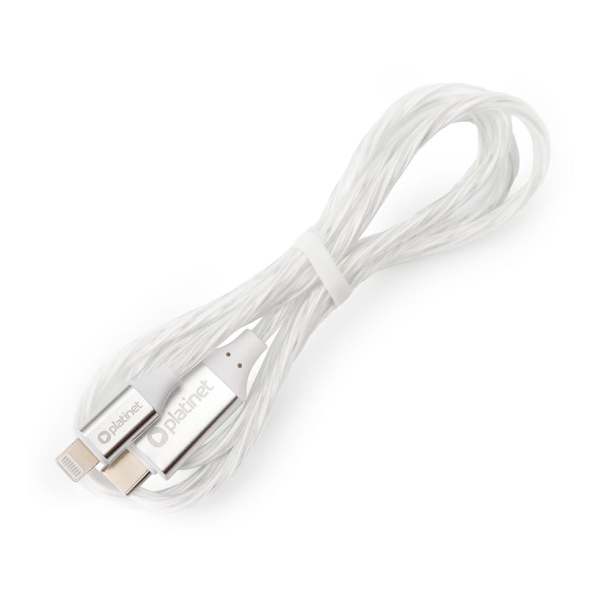 USB cable USB-C / Lightning connector with LED backlight 27W 1m white