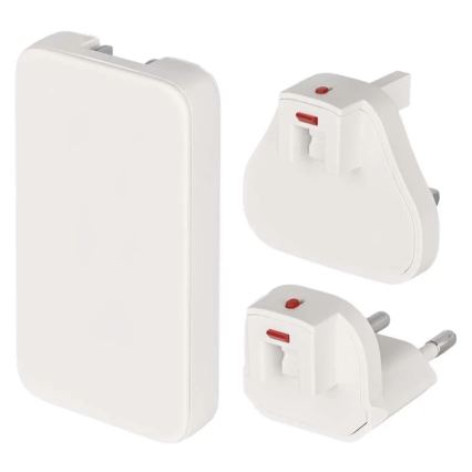 USB GaN Travel Adapter with Interchangeable Plugs, 100–250 V