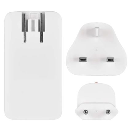 USB GaN Travel Adapter with Interchangeable Plugs, 100–250 V