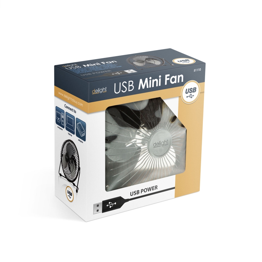 USB-powered desktop fan, 1.75 W / 5 V, 18 cm diameter, black