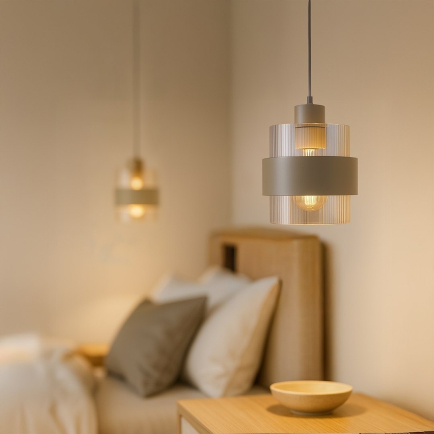 VALENTINO Cable-Hung Pendant Light 1xE27/15W/230V beige/clear