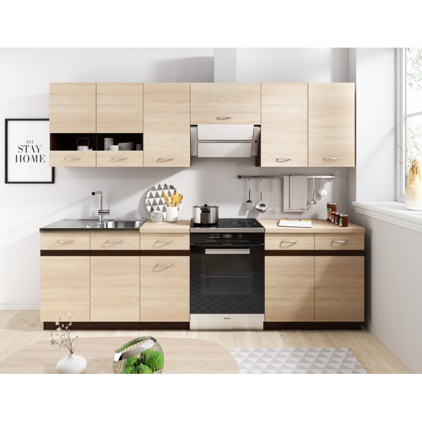 VALERIA 240 cm Kitchen Unit – Brown / Sonoma Oak Finish