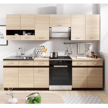VALERIA 240 cm Kitchen Unit, Brown/Sonoma Oak