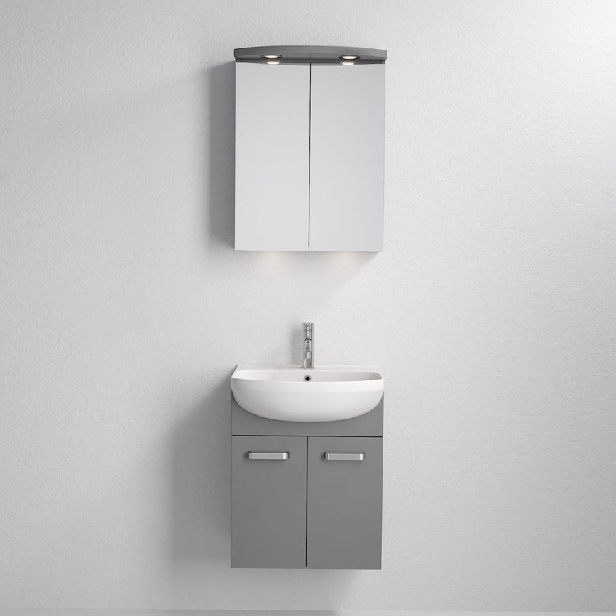 Vang bathroom vanity with basin + LED mirrored cabinet, 230 V, IP44, grey