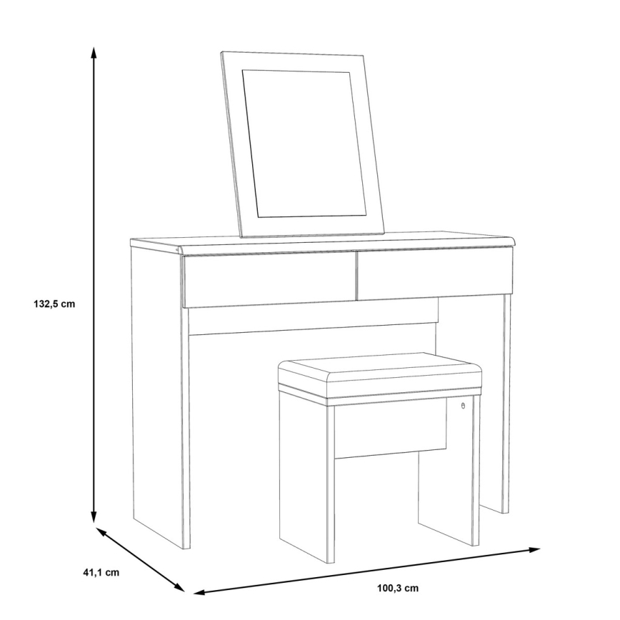 Vanity table JUNO + stool 45x29,6 cm brown/black