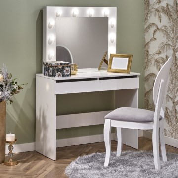 Vanity table with LED lighting HOLLYWOOD 140x94 cm white