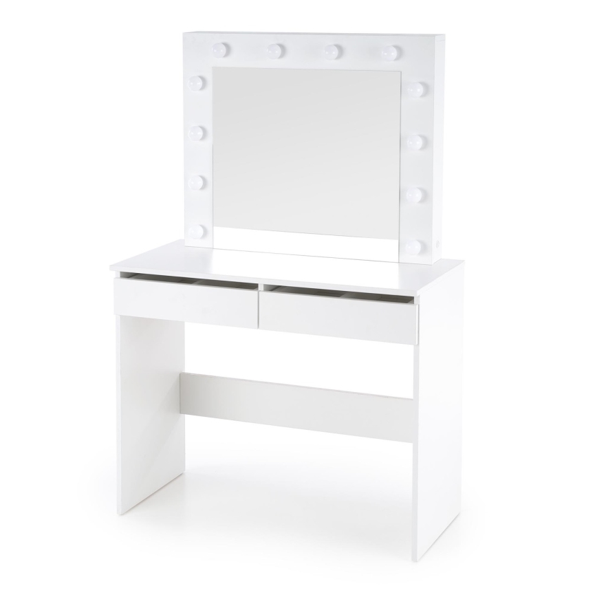 Vanity table with LED lighting HOLLYWOOD 140x94 cm white