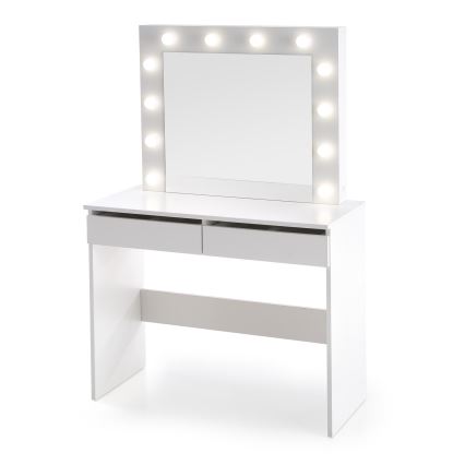 Vanity table with LED lighting HOLLYWOOD 140x94 cm white