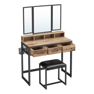 Vanity table with stool 28,6x42 cm FLORA brown/black
