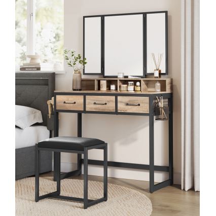 Vanity table with stool 28,6x42 cm FLORA brown/black