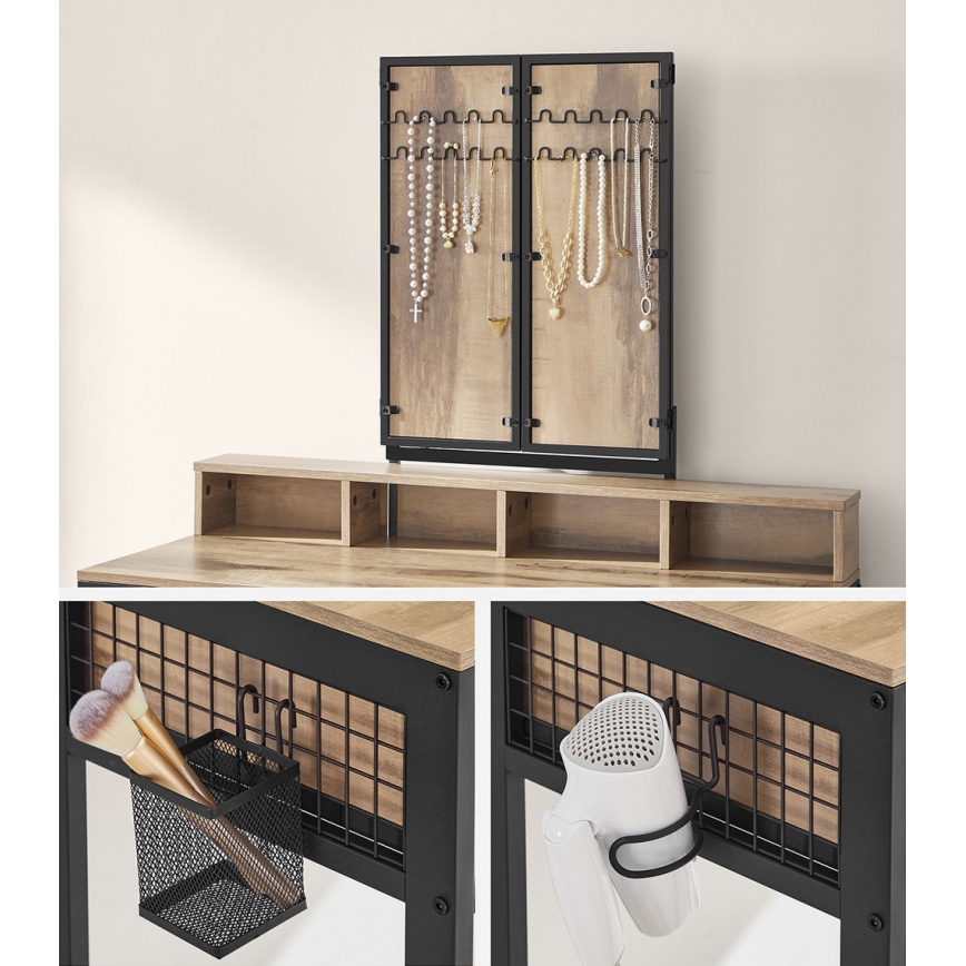 Vanity table with stool 28,6x42 cm FLORA brown/black