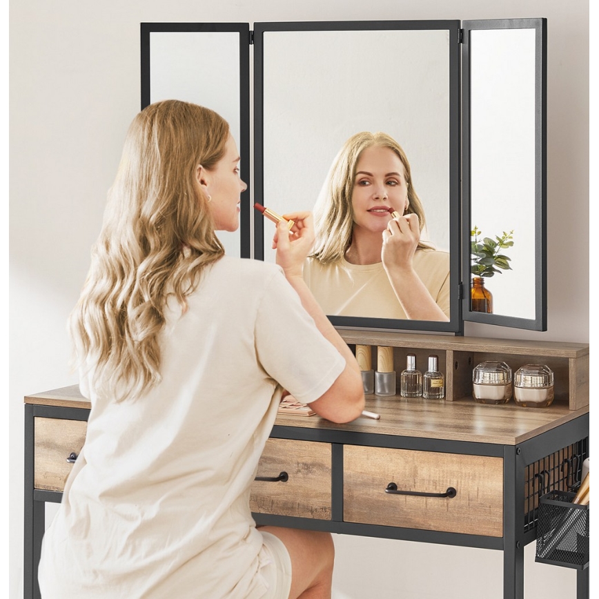 Vanity table with stool 28,6x42 cm FLORA brown/black