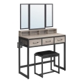 Vanity table with stool 28,6x42 cm FLORA gray/black